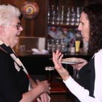 two women talking